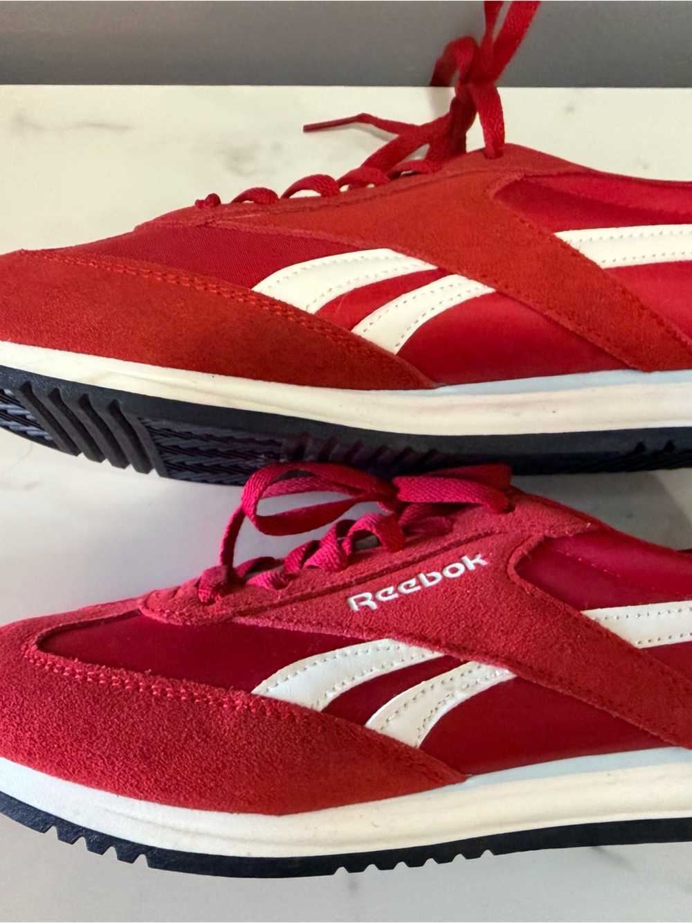 Reebok Red and White Retro Running Sneakers